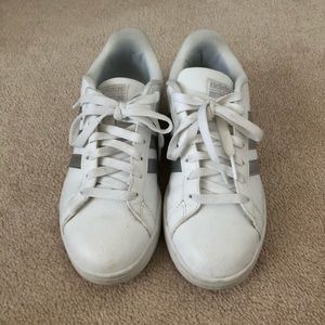 ADIDAS cloudfoam white silver sneakers